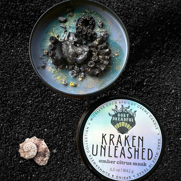 Kraken Unleashed Luxury Wickless Candle: Amber Citrus Musk - Picture 1 of 10